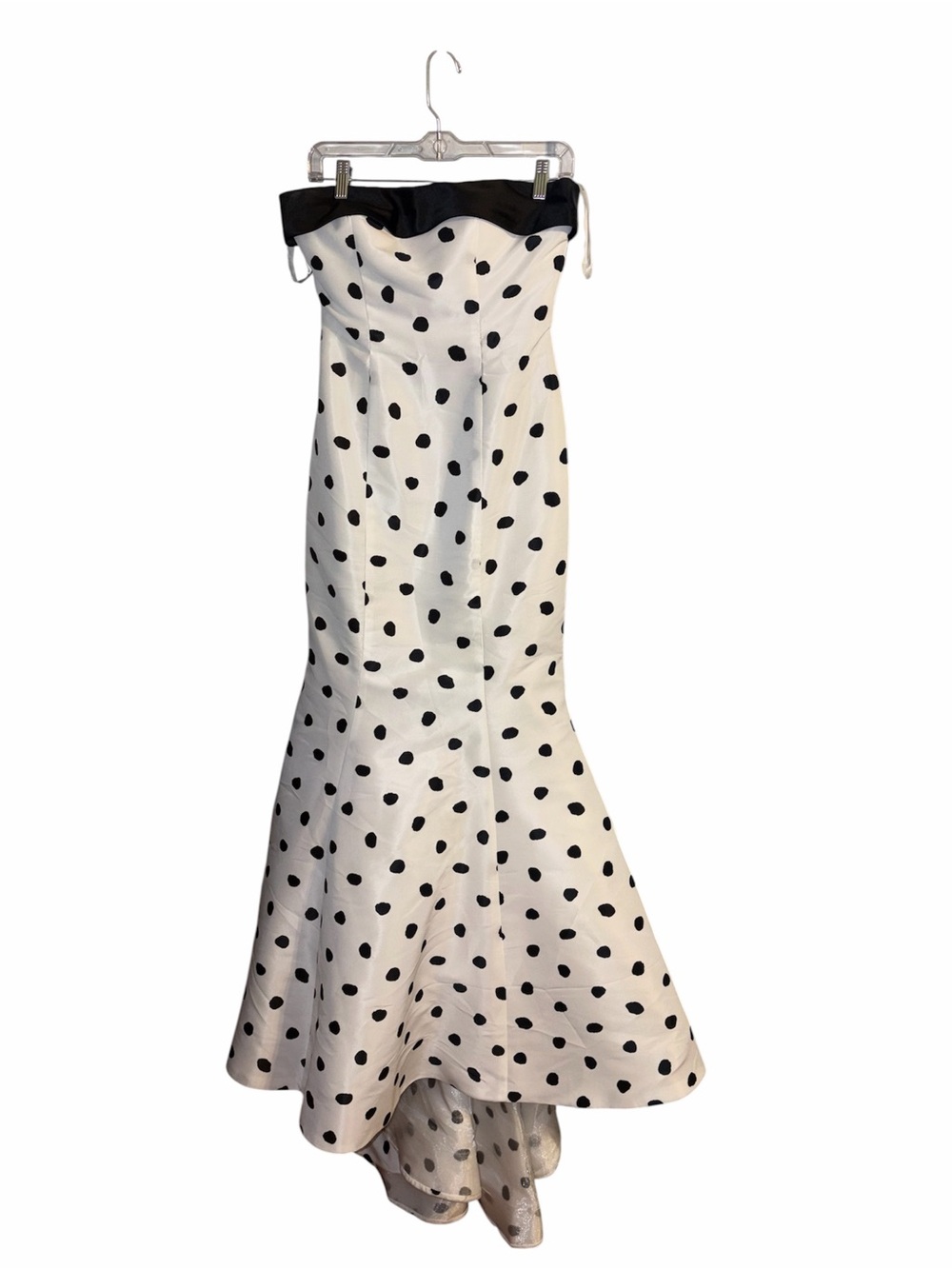 Sherri Hill Strapless White Dress with Black Polka Dots